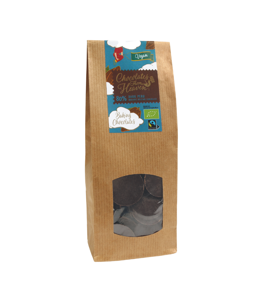 Chocolates From Heaven pure chocolade 80% dark peru bakchocolade baking chocolates bio fairtrade vegan