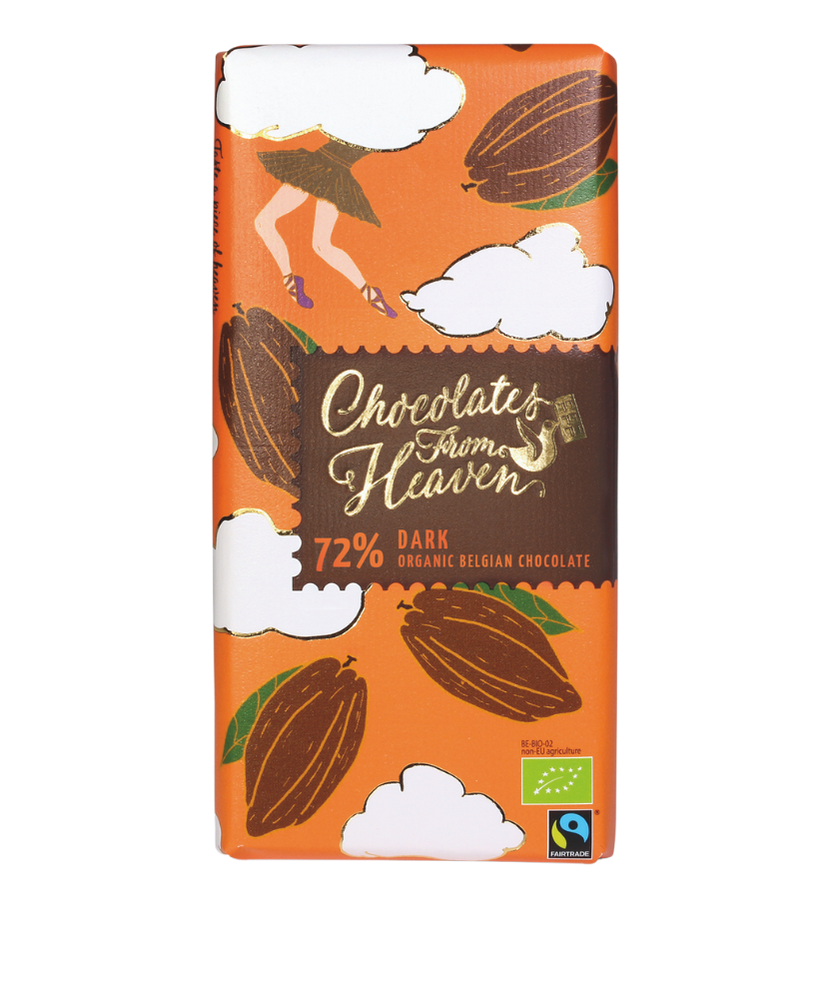 Chocolates From Heaven Pure belgische organische chocolade 72% tablet bio fairtrade