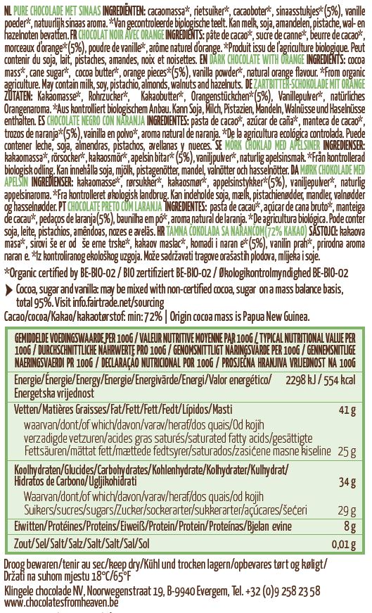 Chocolates from Heaven - dark 72% orange