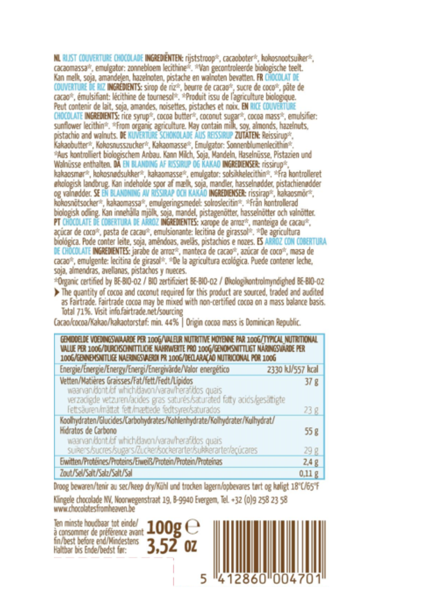 Chocolates from Heaven - Ricemilk vegan