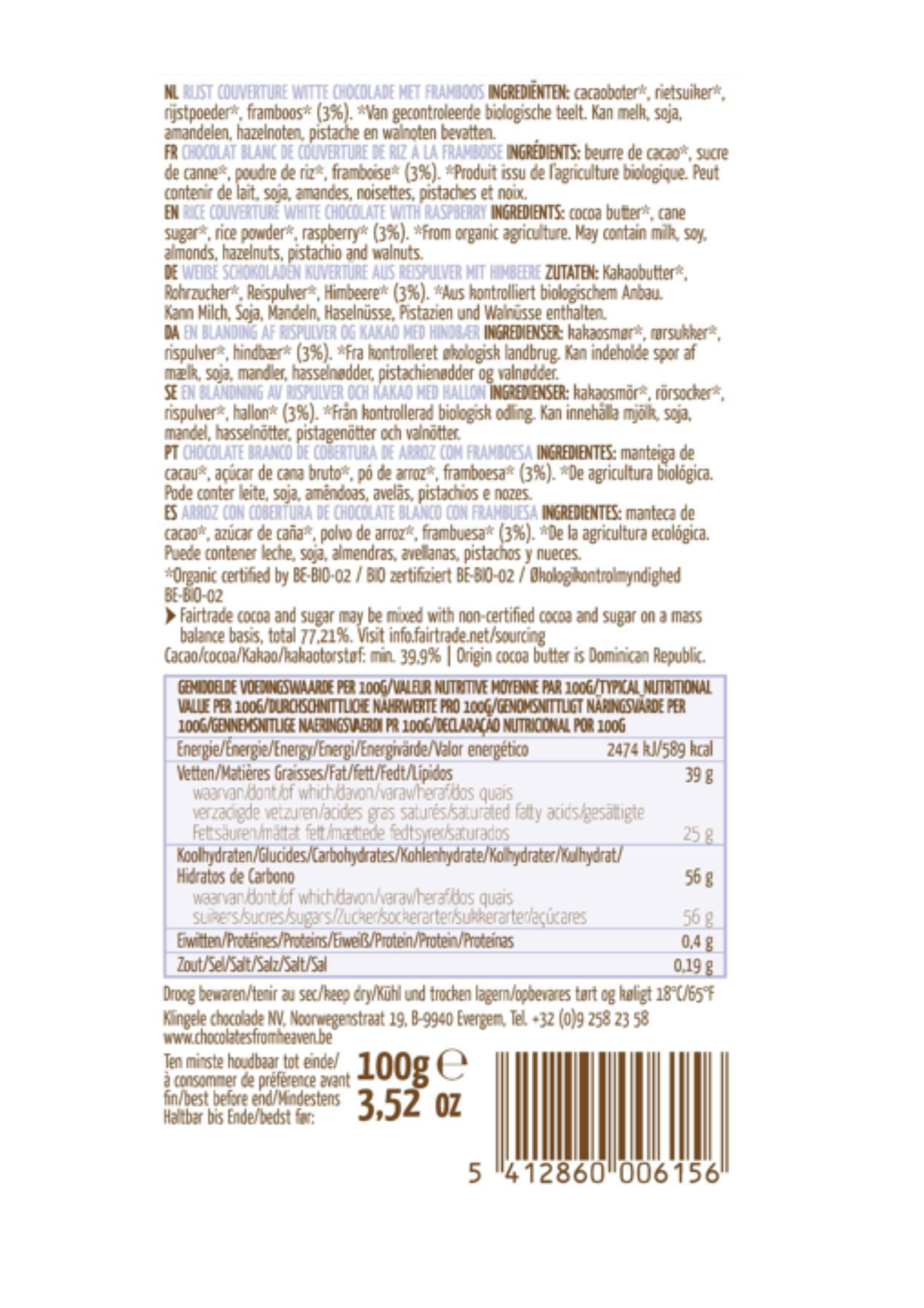 Chocolates from Heaven - White raspberry vegan