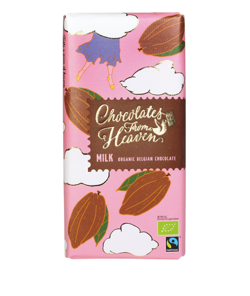 Chocolates From Heaven mellkchocolade Belgische organische chocolade melk tablet bio fairtrade