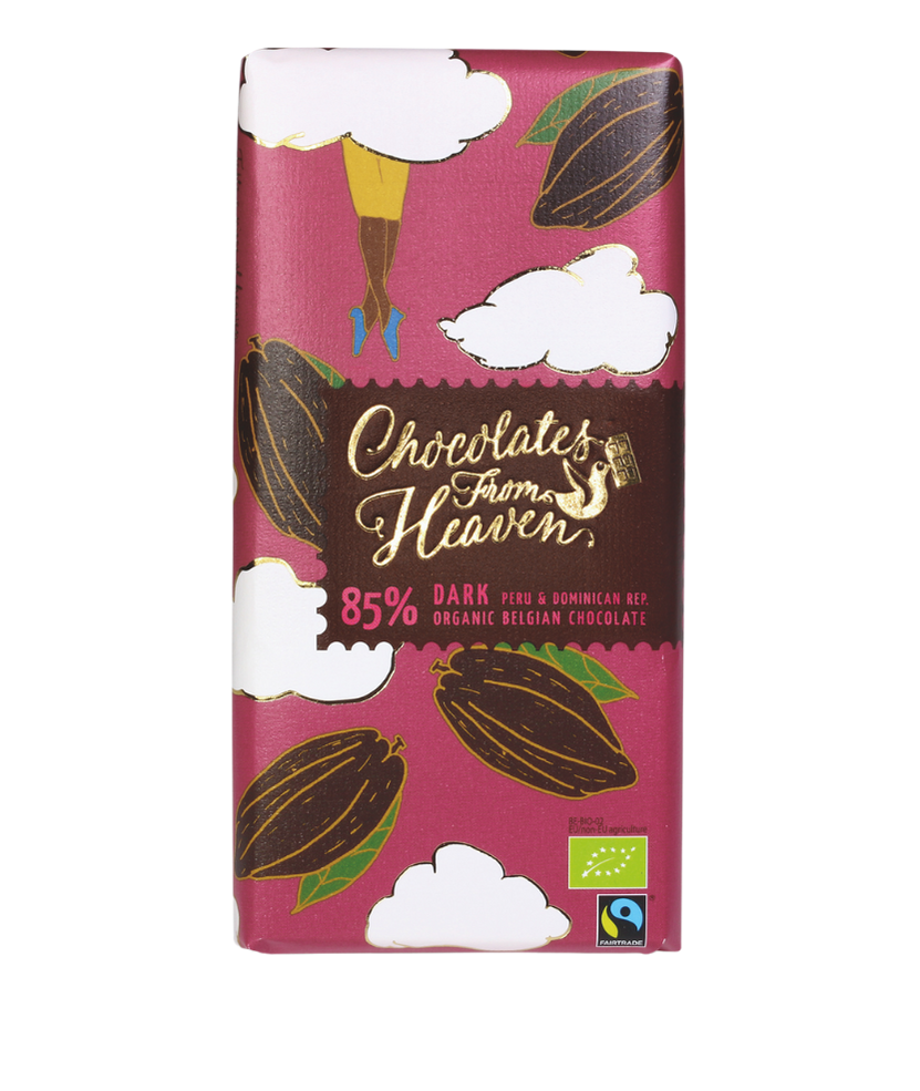 Chocolates From Heaven Pure Belgische organische chocolade 85% dark peru Dominicaanse republiek tablet bio fairtrade