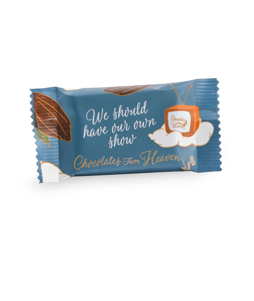 Chocolates from heaven little chocolates with quote kleine chocolaatjes met quotes bio fairtrade pure chocolade 80% peru pure chocolate Happiness box We should have our own show